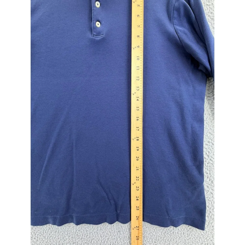 Polo Ralph Lauren Mens Large Long Sleeve Polo Shirt  Blue Classic Fit Flesh Pony